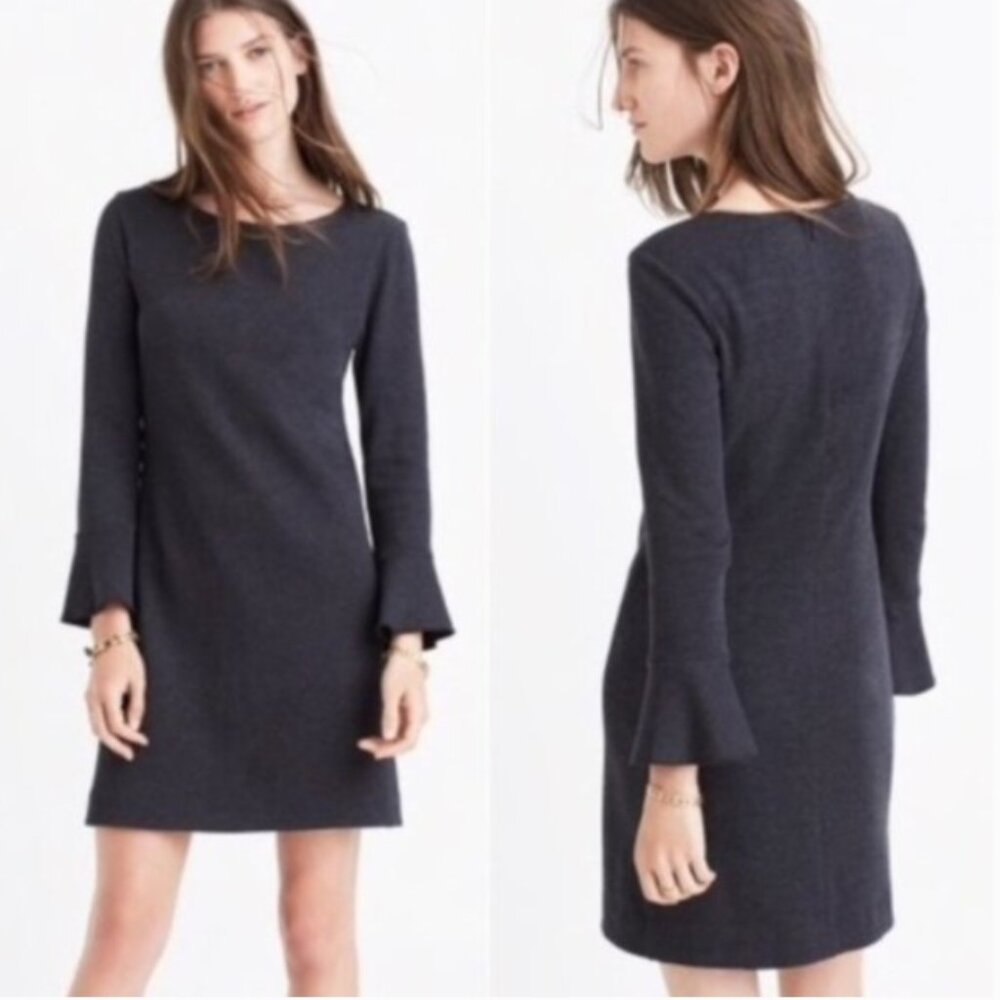 Madewell knit bell‎ sleeve shift dress charcoal gray S